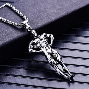 🍁Retro surgical fitness muscle pendant necklace for women/men, N90201P184